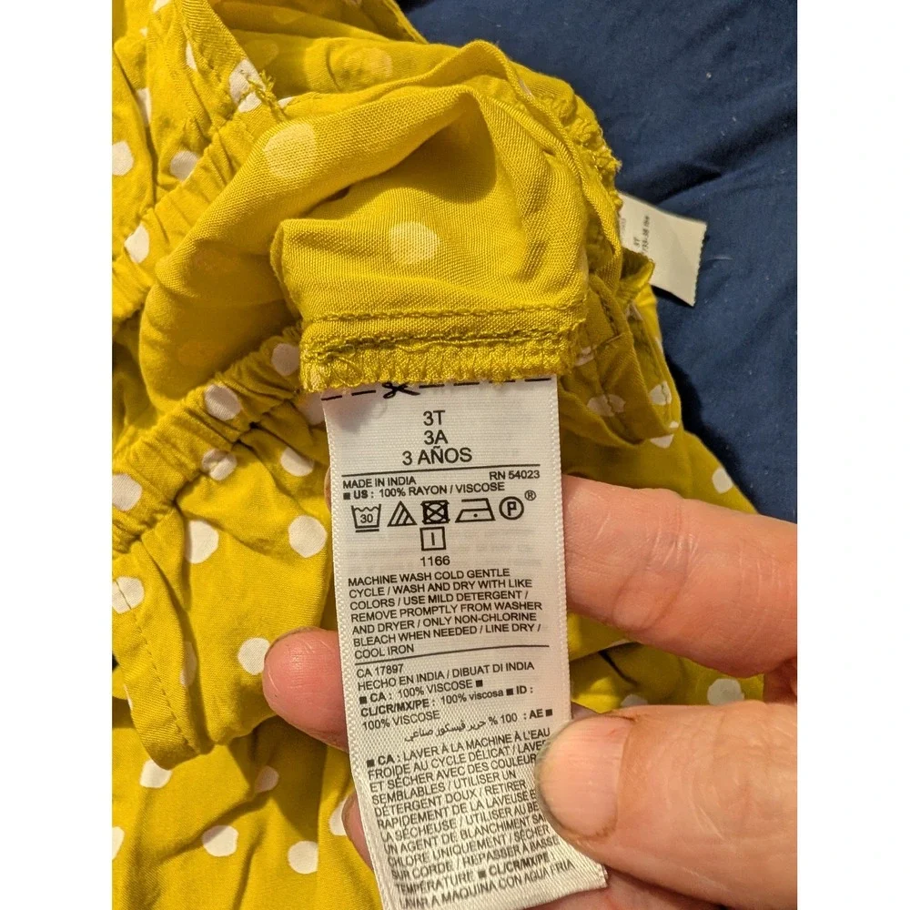 Old Navy Kids Mustard Yellow Polka Dot Rayon Jumpsuit 3T NWT
